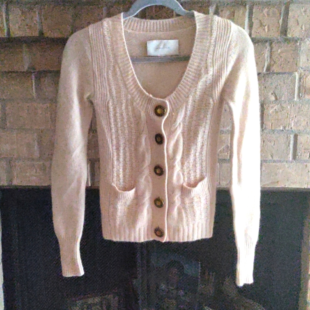 Anthropologie Leifsdottir 100% Cashmere Button Cardigan Sweater Size XS